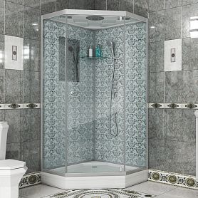 Душевая кабина Niagara Luxe NG-7702DW 100x100, стекло прозрачное, профиль серебро, с крышей - фото 1