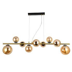 Подвесная люстра Arte Lamp Gemini A2243SP-9PB, арматура полированная медь, плафон стекло янтарное - фото 1