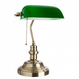 Интерьерная настольная лампа Arte Lamp Banker A2492LT-1AB, арматура бронза, плафон стекло зеленое, 27х26 см - фото 1
