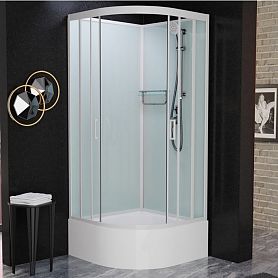 Душевая кабина Frank F409/2 М White 90x90, с полотенцедержателем, стекло матовое, профиль белый, без крыши - фото 1