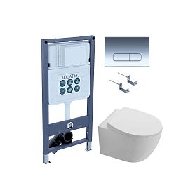 Комплект Акватек Сириус PNS 07: Инсталляция Pneumo S50 INSP-0000001 + Кнопка PNS -0000007 хром глянец + Унитаз Сириус AQ1582T-00 белый - фото 1