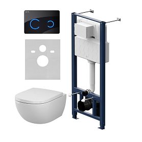 Комплект AM.PM IS450B38.9X1900: Инсталляция Pro + Кнопка Touchless Pro стекло черное + Унитаз Above Aquaspin C9X1900SC белый - фото 1