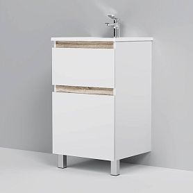 Тумба под раковину AM.PM X-Joy 50 напольная, цвет белый глянец/дерево - фото 1