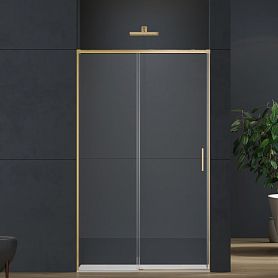 Душевая дверь Vincea Soft 2 VDS-3SO2 130x200, стекло прозрачное, профиль брашированное золото - фото 1