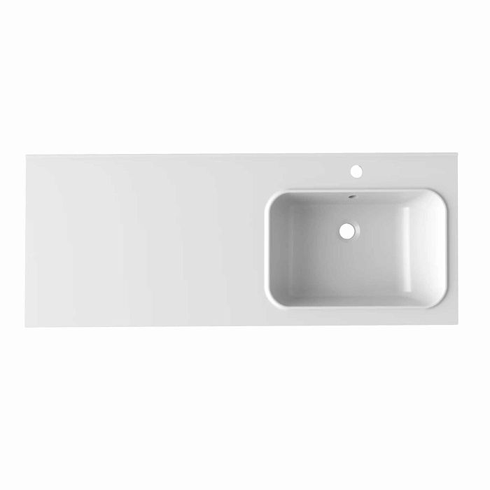 Раковина Mixline Билл 120x48, правая, литьевой мрамор, цвет белый 