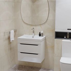 Мебель для ванной Mixline Лайн 60, подвесная, с 2 ящиками, цвет белый - фото 1