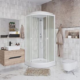 Душевая кабина Niagara Promo P100/13/MT 100х100, стекло матовое, профиль белый, с крышей                              - фото 1