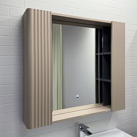 Шкаф-зеркало Comforty Ангара 90, с подсветкой, функцией антизапотеваниям, цвет дуб латте - фото 1