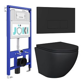 Комплект: Инсталляция JK01150 + Кнопка JK203507BM черный + Stella JK1111019MB черный унитаз - фото 1