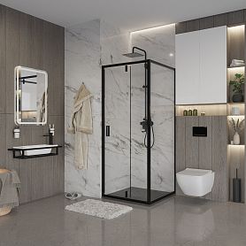 Душевой уголок Niagara Nova NG-83-9AB-A90B 90х90, стекло прозрачное, профиль черный матовый - фото 1