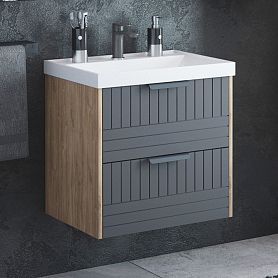 Тумба под раковину Corozo Инди 60, подвесная/напольная, цвет дуб канзас/графит - фото 1