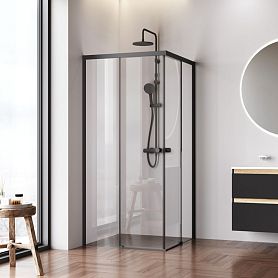 Душевой уголок AM.PM X-joy W94G-403-9090-BТ1К 90x90, стекло прозрачное, профиль черный матовый - фото 1