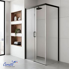 Душевой уголок Ceruttispa Vito 110BF L 80x110, левый, стекло матовое, профиль черный матовый - фото 1