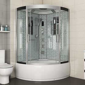 Душевая кабина Niagara Luxe NG-7744W 120x120, стекло прозрачное, профиль серебро, с крышей, с гидромассажем, с пультом управления - фото 1