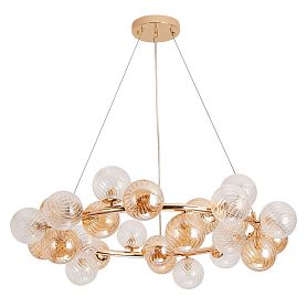 Подвесная люстра Arte Lamp Etereo A5261LM-25GO, арматура золото, плафон стекло янтарное/прозрачное - фото 1