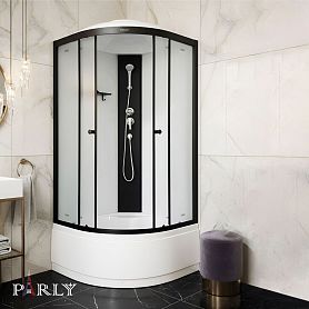 Душевая кабина Parly Bett B921 90х90, стекло матовое, профиль черный матовый, с крышей - фото 1