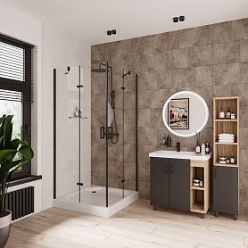 Душевой уголок Niagara Nova NG-6813-08 BLACK 90x90, стекло прозрачное, профиль черный - фото 1