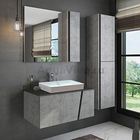 Мебель для ванной Comforty Эдинбург 90, с раковиной 60 см, цвет бетон светлый / черный - фото 1