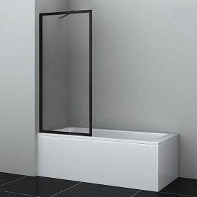 Шторка на ванну WasserKRAFT Abens 20W01-80 Matt Black Fixed 80x160, стекло прозрачное, профиль черный матовый - фото 1