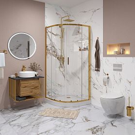 Душевой уголок Niagara Nova NG-6407-08 Gold 100х100, стекло прозрачное, профиль золото  - фото 1