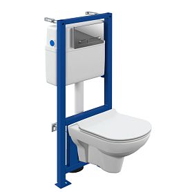 Комплект Cersanit: Унитаз City CO DPL EO Slim + Инсталляция Link Pro + Кнопка Estetica хром глянцевый? - фото 1