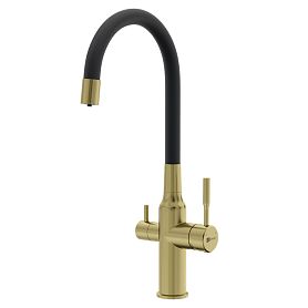 Смеситель Lemark Expert LM5083LGN-Black для кухни, с гибким изливом, под фильтр, цвет золотой / черный - фото 1