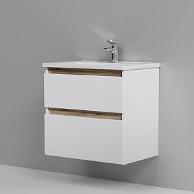 Тумба под раковину AM.PM X-Joy 65 подвесная, цвет белый глянец/дерево - фото 1