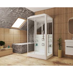 Душевая кабина Grossman Alba GR127L 120x90, левая, стекло прозрачное, профиль белый, с крышей, с гидромассажем - фото 1