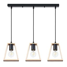 Подвесной светильник Arte Lamp Brussels A8030SP-3BK, арматура черный, плафон дерево бежевое - фото 1