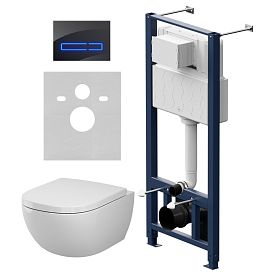 Комплект AM.PM IS450A38.9X1900: Инсталляция Pro + Кнопка Touchless Pro стекло черное + Унитаз Above Aquaspin C9X1900SC белый - фото 1