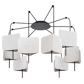 Подвесная люстра Arte Lamp Trixie A7084SP-8BK, арматура черная, плафон ткань бежевая - фото 1