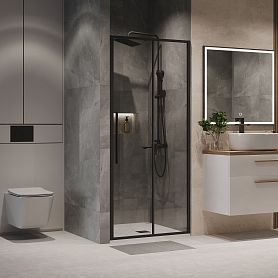 Душевая дверь Niagara Nova NG-84-11AB 110x195, стекло прозрачное, профиль черный матовый - фото 1
