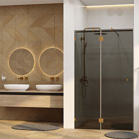 Душевая дверь WasserKRAFT Ems 76H05-TG 120x200, стекло тонированное, профиль золото глянцевое - фото 1