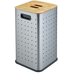 Корзина для белья Weltwasser NANSY MT 55L, цвет сталь матовая / бамбук - фото 1