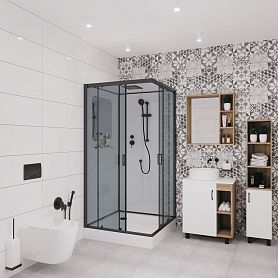 Душевая кабина Niagara Premium NG-6902-01Q Black 100х100, стекло тонированное, профиль черный матовый, с крышей  - фото 1