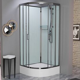 Душевая кабина Frank F409/1 Brilliant 90x90, с полотенцедержателем, стекло прозрачное, профиль хром, без крыши - фото 1