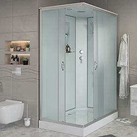Душевая кабина Niagara Classic NG-43975-14Q 90x70, стекло матовое, профиль серебро, с крышей - фото 1