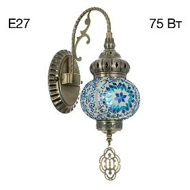 Бра Citilux Каир CL419316, арматура бронза, плафоны стекло синее - фото 1