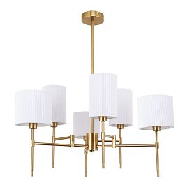 Подвесная люстра Arte Lamp Debora A4108LM-6PB, арматура полированная медь, плафон ткань белая - фото 1