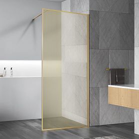 Душевая перегородка Vincea Walk-In VSW-1HP 120x200, стекло ламинированное с золотыми нитями, профиль брашированное золото - фото 1