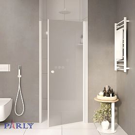 Душевая дверь Parly DE80F 80x185, стекло матовое, профиль белый - фото 1