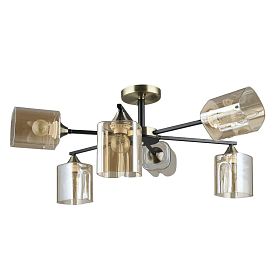 Потолочная люстра Arte Lamp Merci A4185PL-6BK, арматура черная, плафон стекло янтарное - фото 1