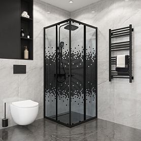 Душевой уголок Niagara Eco NG-1010-14Q Black 100х100, стекло мозаика, профиль черный матовый - фото 1