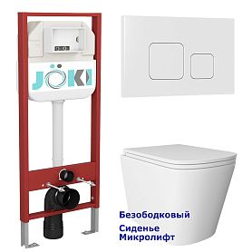 Комплект: Инсталляция JK45045 + Кнопка JK021531WM белая + Verna JK3021022 белый унитаз - фото 1