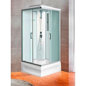 Душевая кабина River Quadro XL 90/41 MT 90x90, стекло матовое, профиль хром матовый, с крышей - фото 1