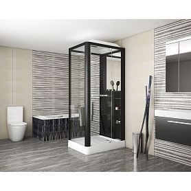 Душевая кабина Grossman Alba GR223 110x90, стекло прозрачное, профиль черный, с крышей, с гидромассажем - фото 1