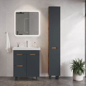 Мебель для ванной Оника Айленд 70, с бельевой корзиной, цвет графит / дуб крафт золотой - фото 1