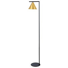 Торшер Arte Lamp David A7033PN-1BK, арматура черная, плафон металл матовая латунь - фото 1