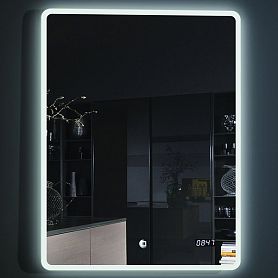 Зеркало Esbano ES-2073HDS 60x80, LED подсветка, функция антизапотевания, часы, сенсорный выключатель - фото 1