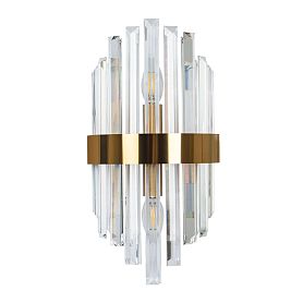 Настенный светильник Arte Lamp Fedelta A1068AP-2PB, арматура полированная медь, плафон хрусталь прозрачный - фото 1